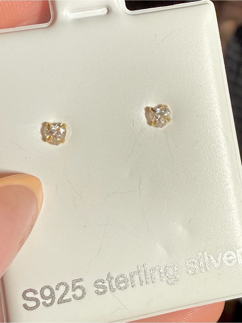 .925 Sterling Silver Gold-Tone Stud Earrings - White